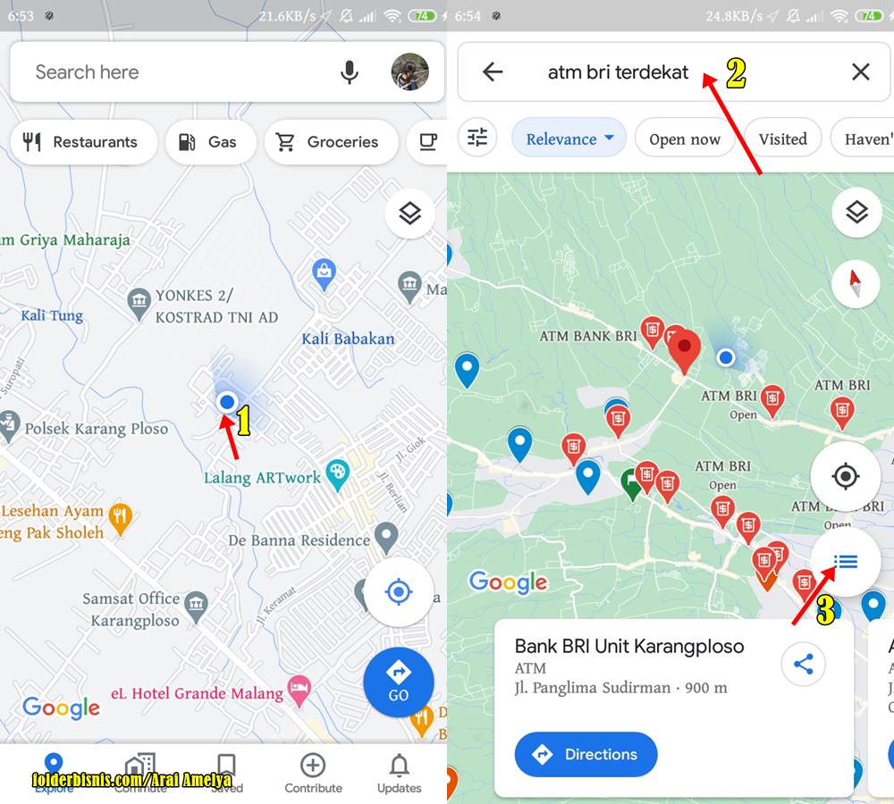 Petunjuk Cari Mesin Atm Bri Di Google Maps Ponsel 1