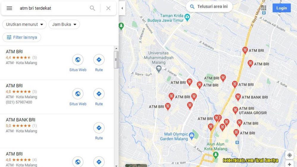 Tampilan Mesin Atm Bri Terdekat Di Google Maps Komputer