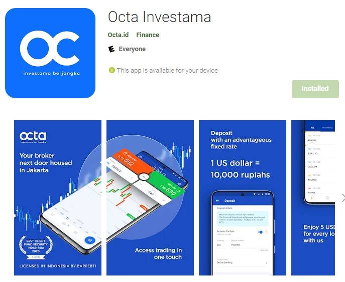 tampilan aplikasi octa.id