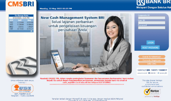 Login Link BRI Cash Management System Layanan CMS Pengelola Perusahaan
