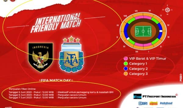 Beli Tiket Indonesia VS Argentina FIFA Matchday Harga Rp 600 Ribu